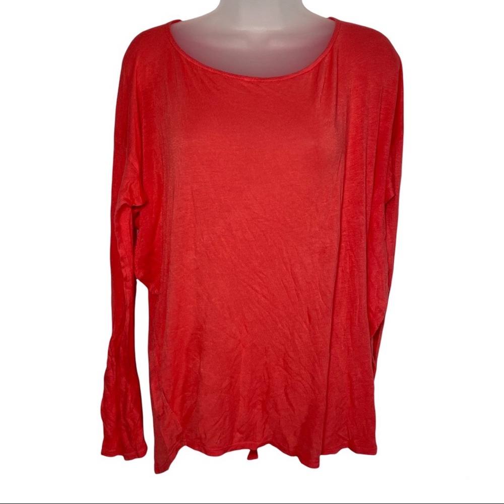 Whisper Orange Lightweight Slouchy Long Sleeve Top Shirt Soft Oversized